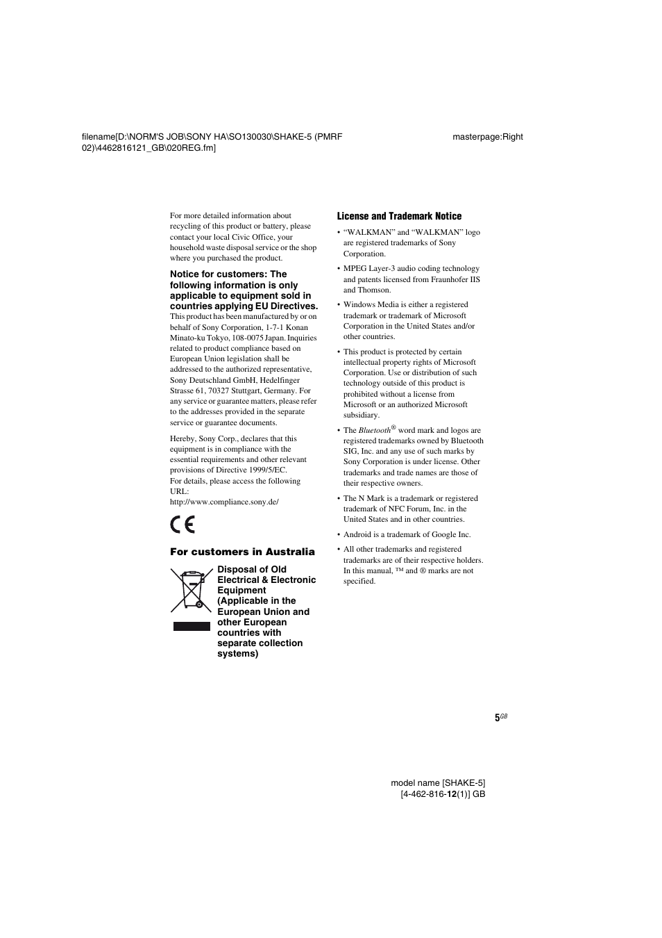 Sony SHAKE5 User Manual | Page 5 / 40