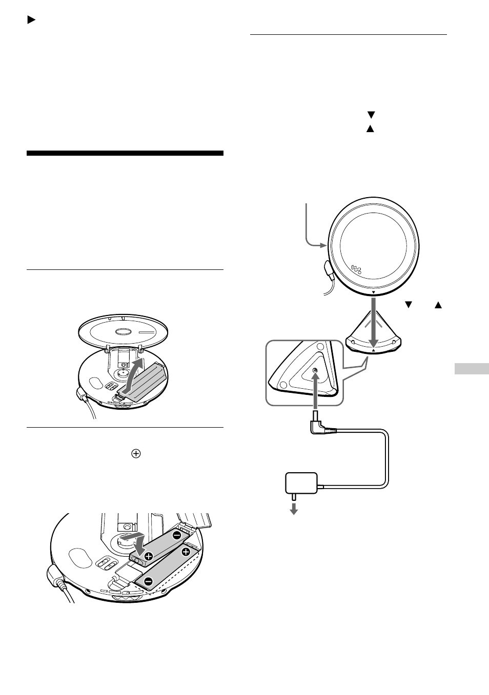 Connecting to a power source, Using the rechargeable batteries | Sony D-EJ1000 User Manual | Page 19 / 32