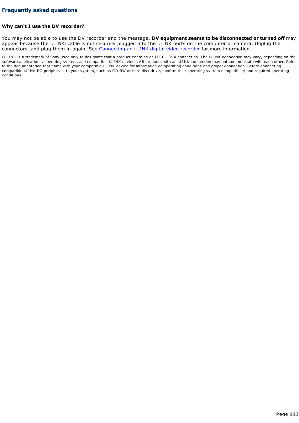 Frequently asked questions | Sony PCG-GRX690P User Manual | Page 123 / 194