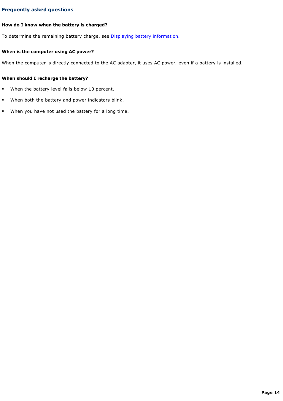 Frequently asked questions | Sony PCG-GRX690P User Manual | Page 14 / 194