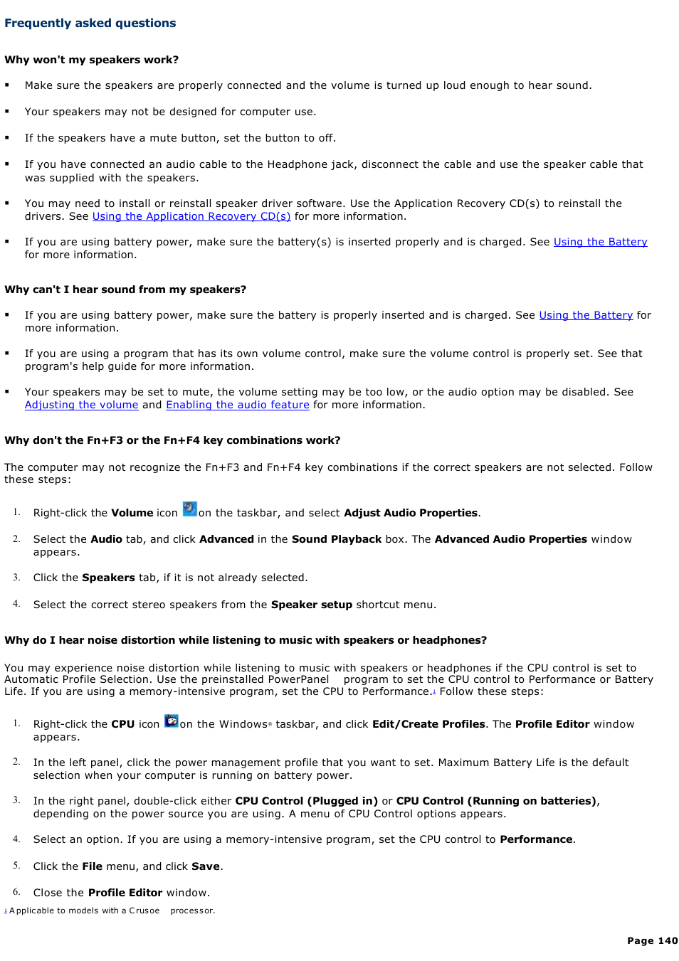 Frequently asked questions | Sony PCG-GRX690P User Manual | Page 140 / 194