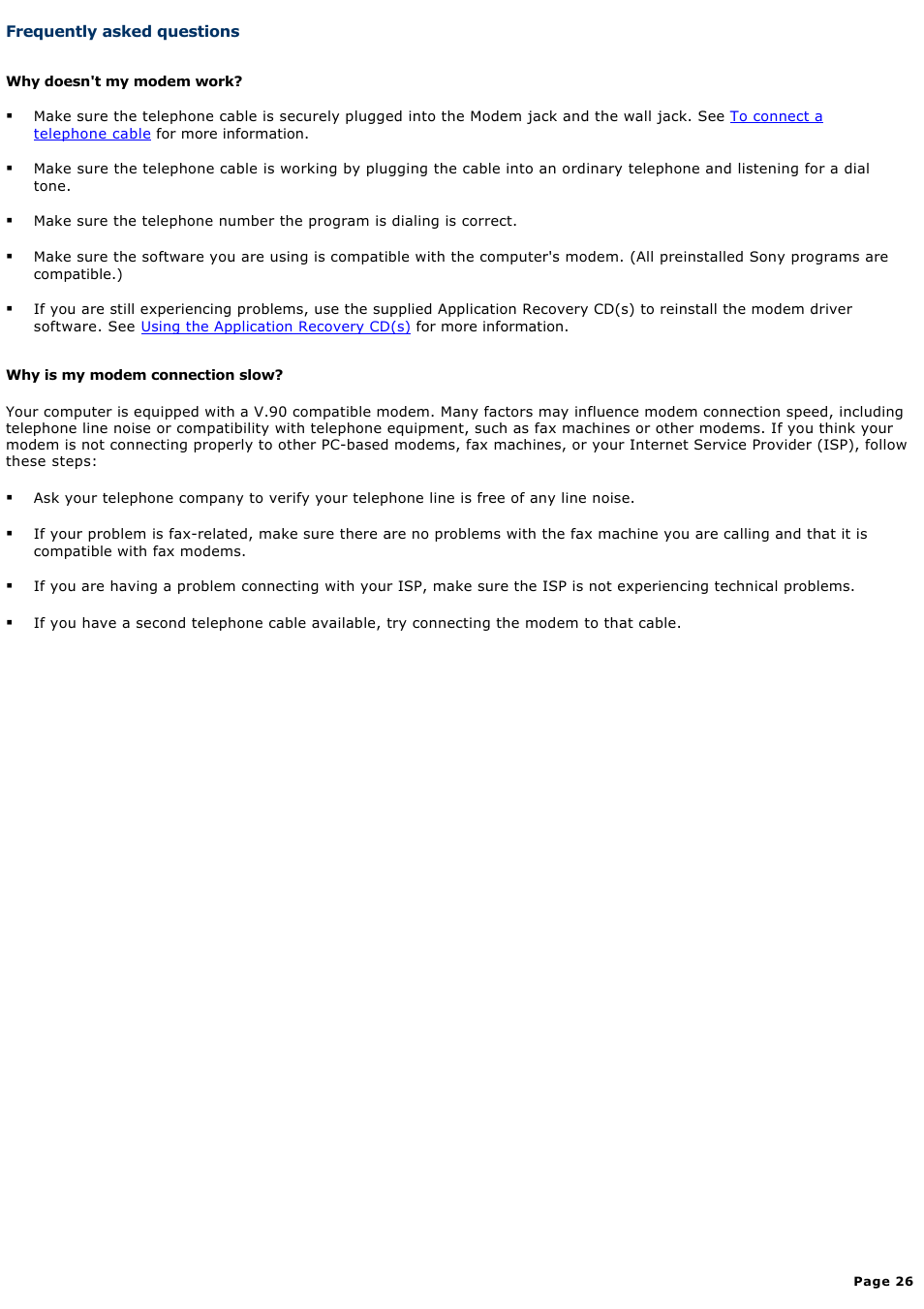 Frequently asked questions | Sony PCG-GRX690P User Manual | Page 26 / 194