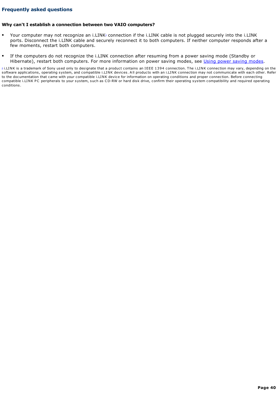 Frequently asked questions | Sony PCG-GRX690P User Manual | Page 40 / 194