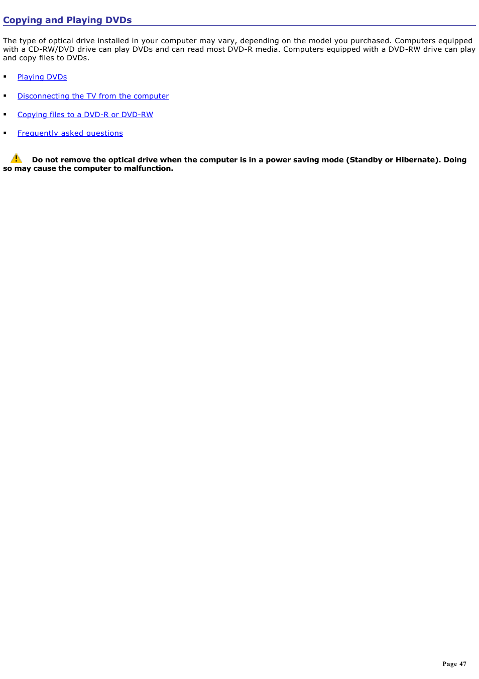 Copying and playing dvds | Sony PCG-GRX690P User Manual | Page 47 / 194