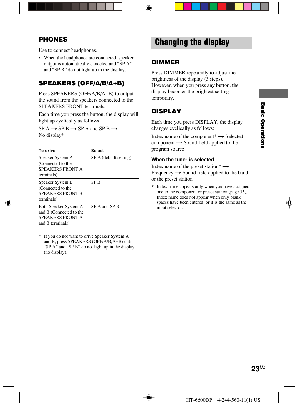 Changing the display | Sony HT-6600DP User Manual | Page 23 / 52