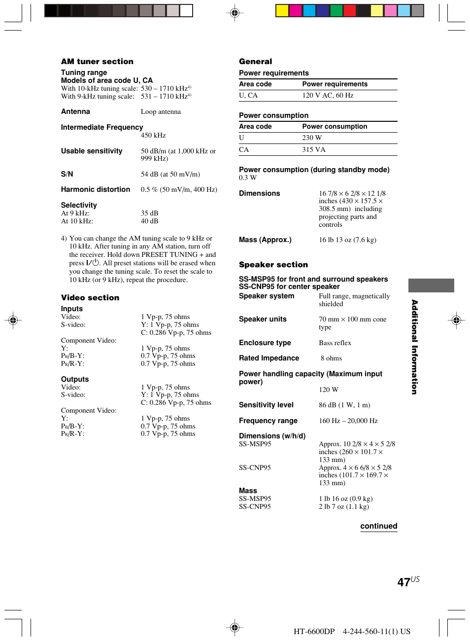Sony HT-6600DP User Manual | Page 47 / 52