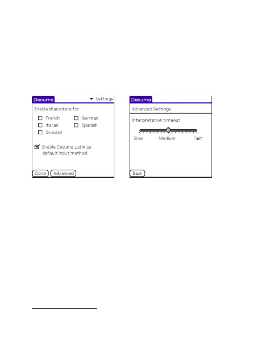 Settings, Info | Sony PEG-TH55 User Manual | Page 13 / 18