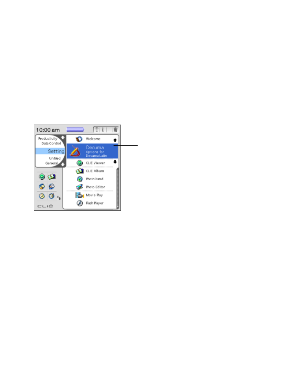 Personalizing decuma latin 3.0, Options | Sony PEG-TH55 User Manual | Page 9 / 18