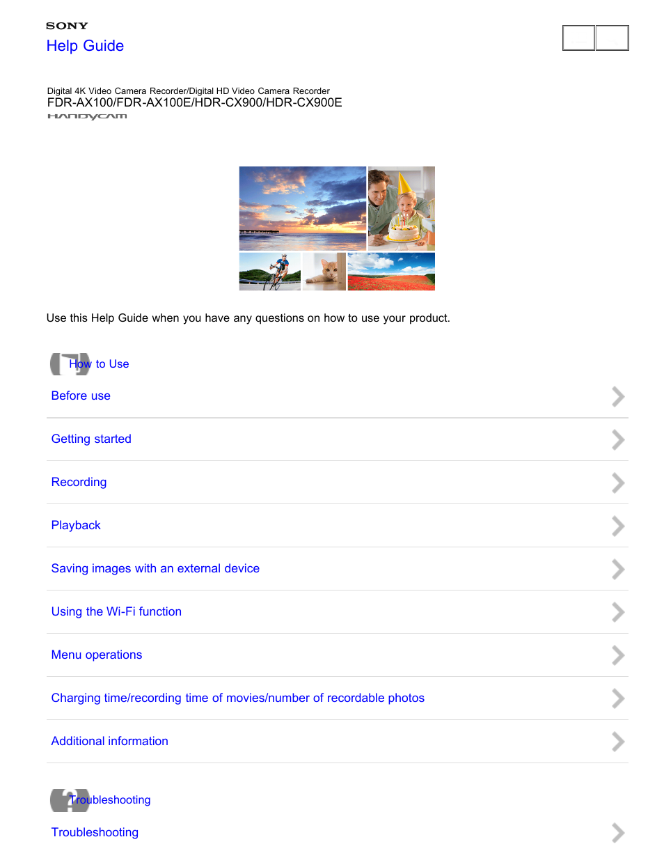 Sony FDR-AX100 User Manual | 204 pages
