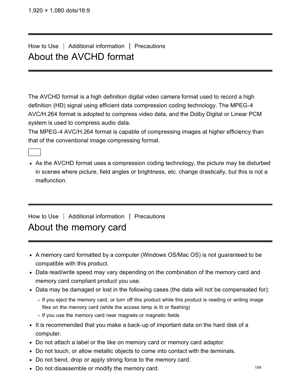 About the avchd format, About the memory card, What is the avchd format | Sony FDR-AX100 User Manual | Page 166 / 204
