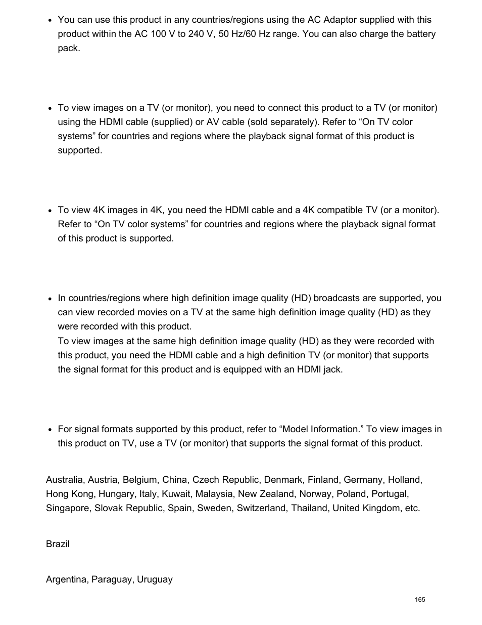 Viewing images on a tv connected, Viewing high definition image quality (hd) movies, On tv color systems | Sony FDR-AX100 User Manual | Page 177 / 204