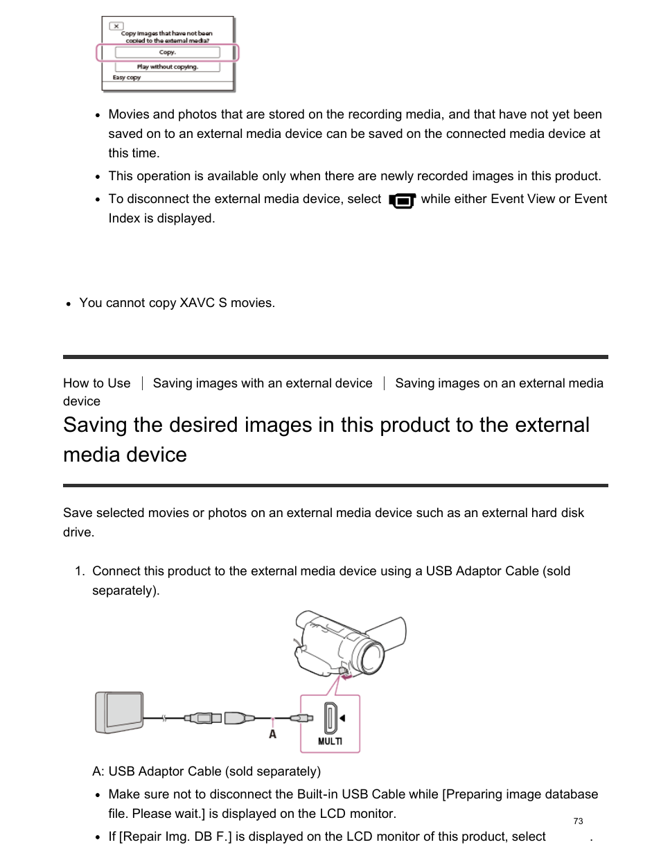 Media device | Sony FDR-AX100 User Manual | Page 85 / 204