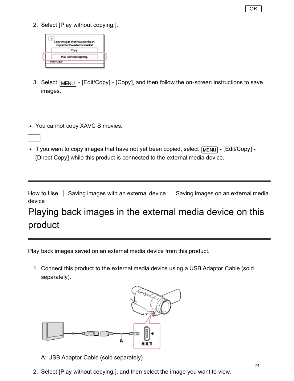 Product | Sony FDR-AX100 User Manual | Page 86 / 204