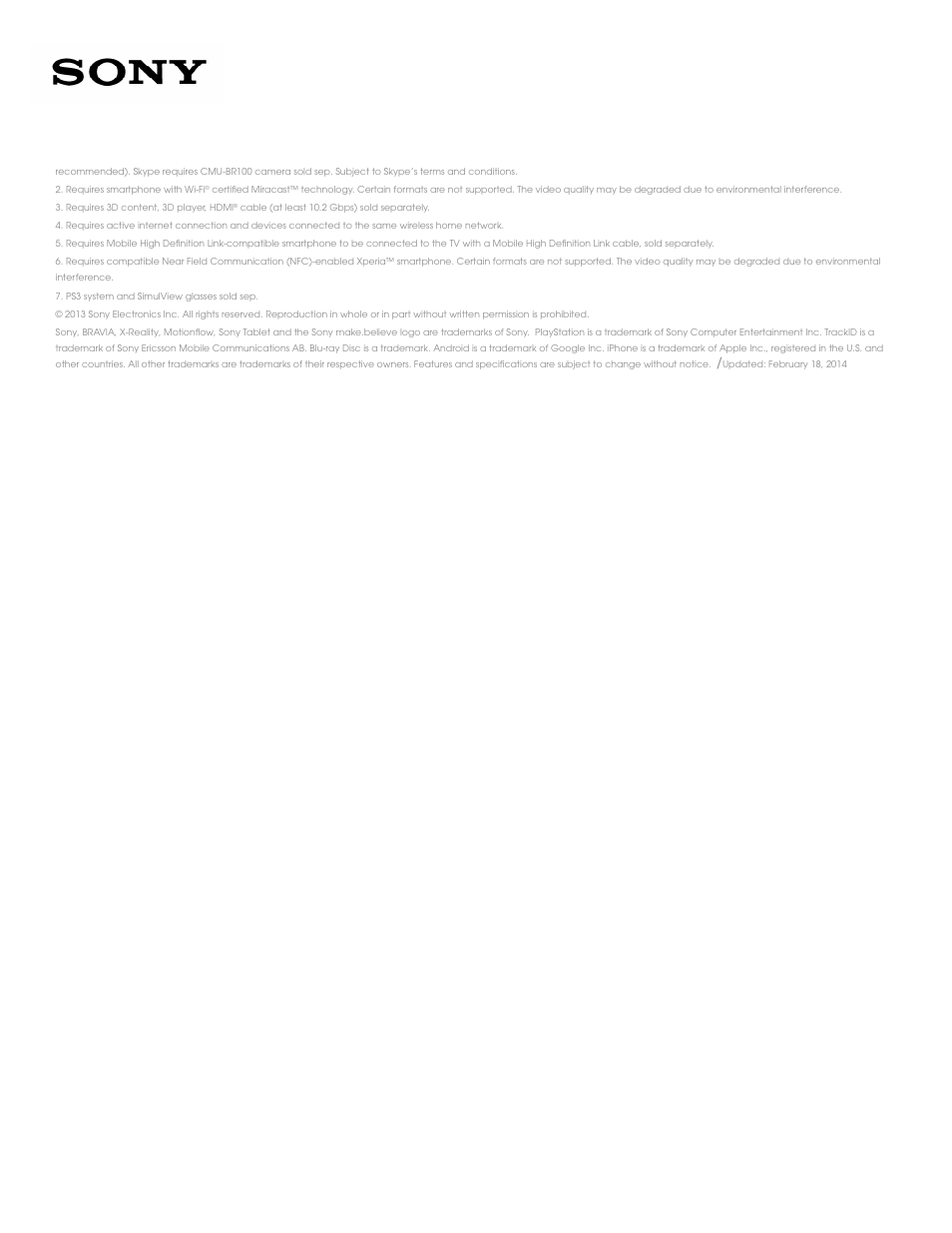 Sony KDL-55W802A User Manual | Page 5 / 5