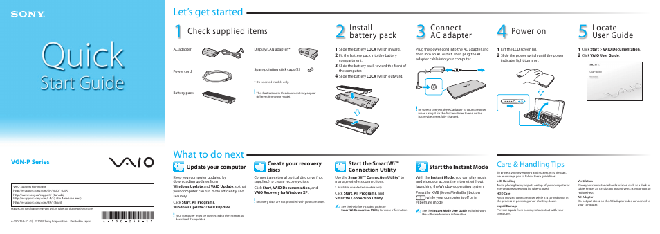 Sony VGN-P610 User Manual | 2 pages
