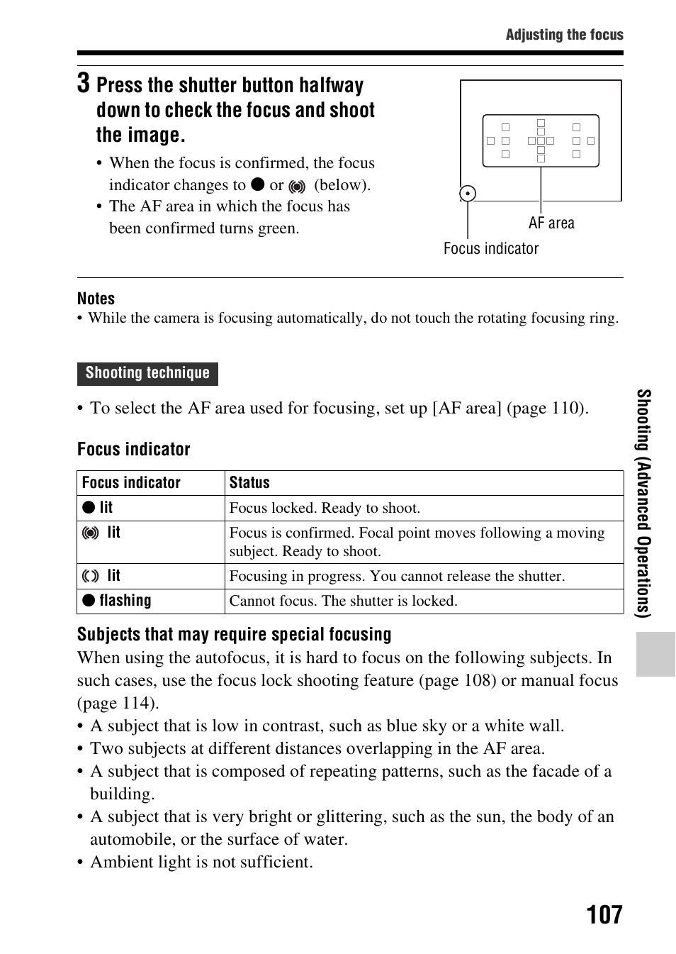 Sony SLT-A58 User Manual | Page 107 / 215