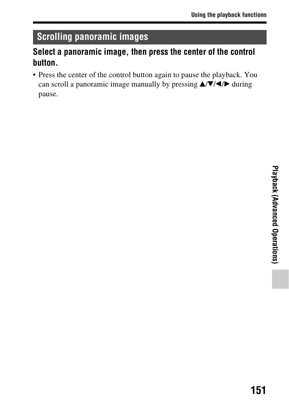 Scrolling panoramic images | Sony SLT-A58 User Manual | Page 151 / 215