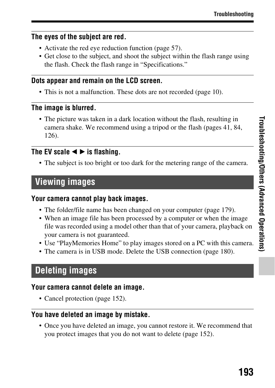 Viewing images deleting images | Sony SLT-A58 User Manual | Page 193 / 215