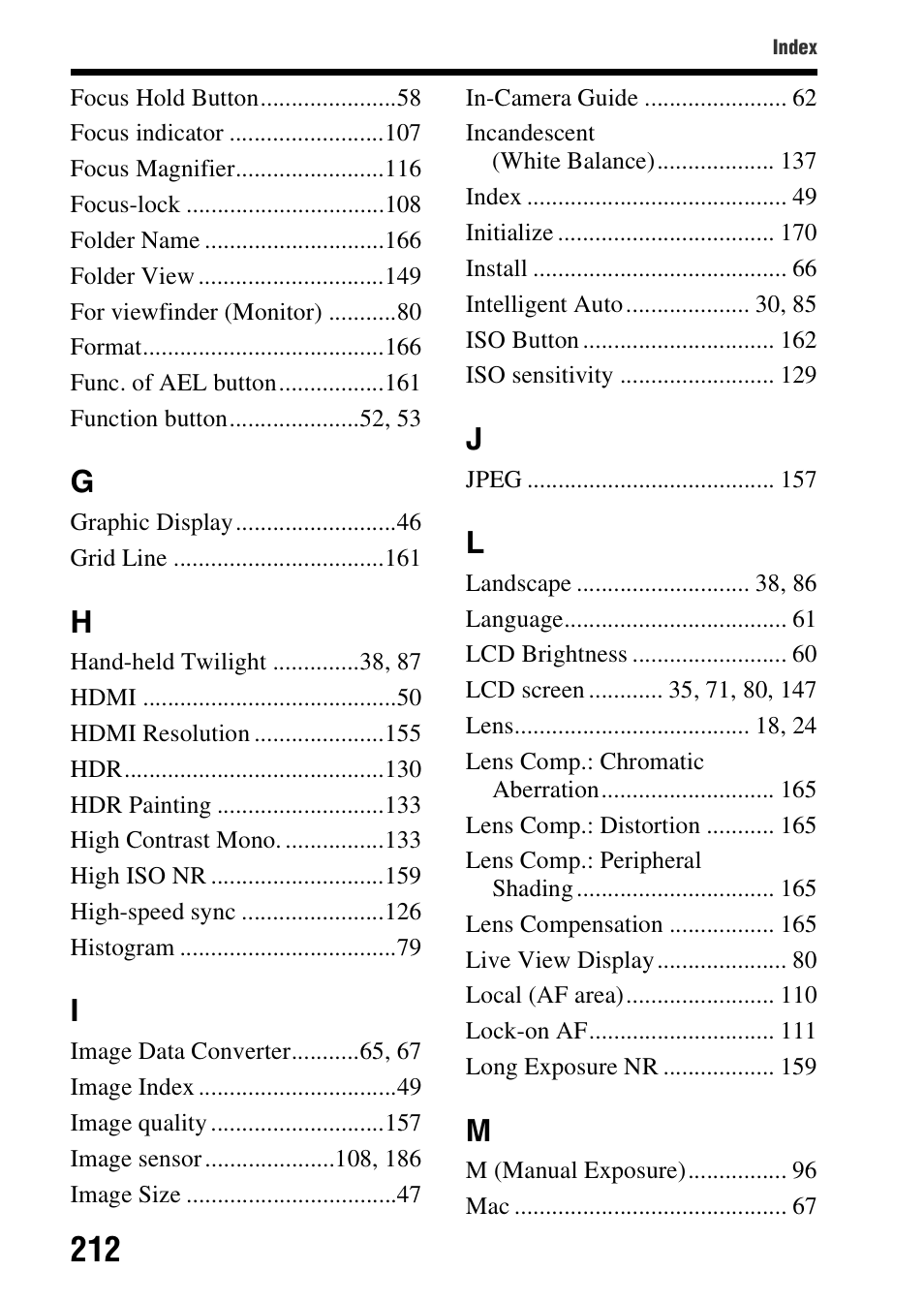 Sony SLT-A58 User Manual | Page 212 / 215