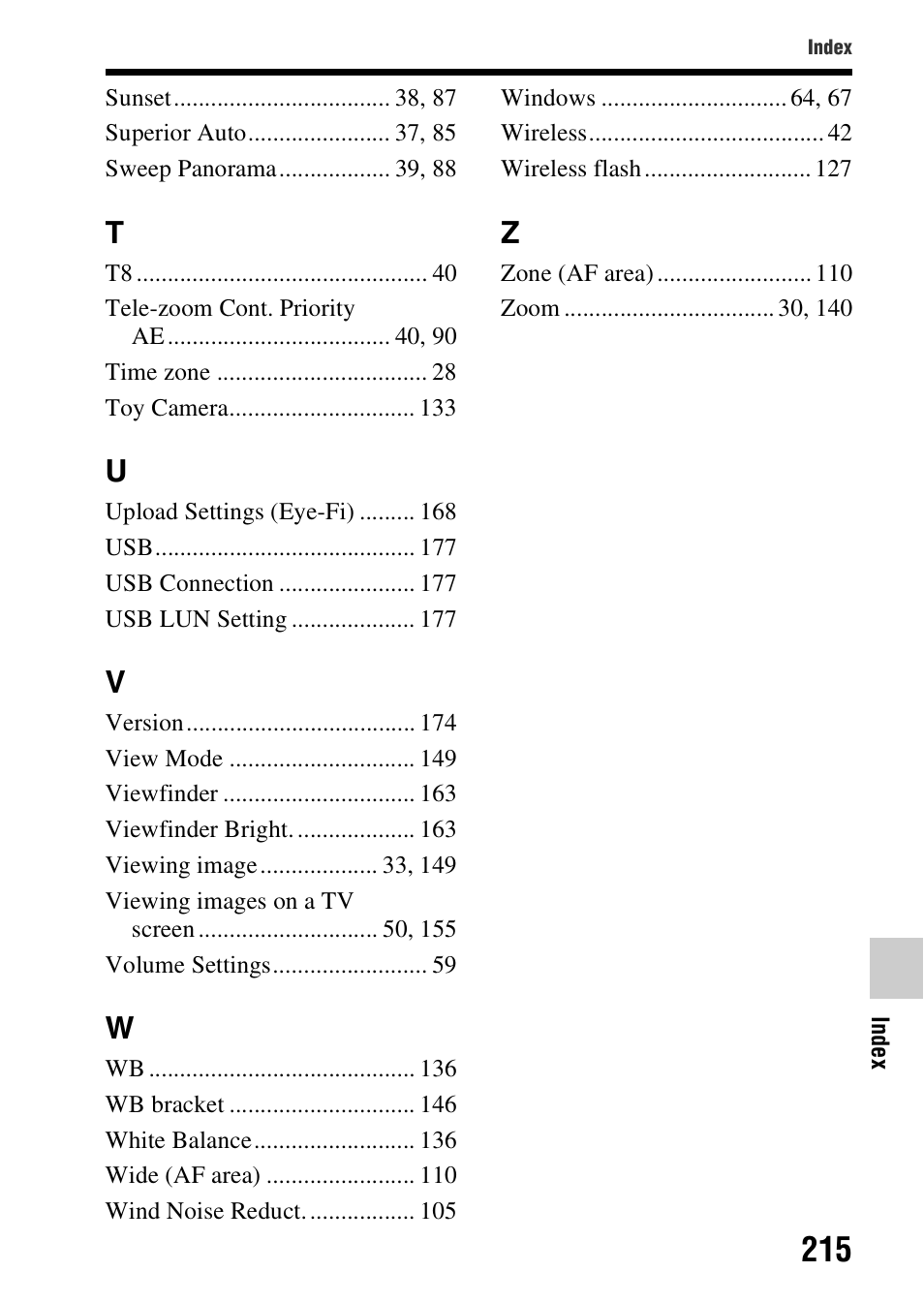 Sony SLT-A58 User Manual | Page 215 / 215