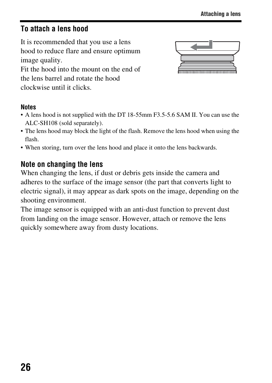 Sony SLT-A58 User Manual | Page 26 / 215