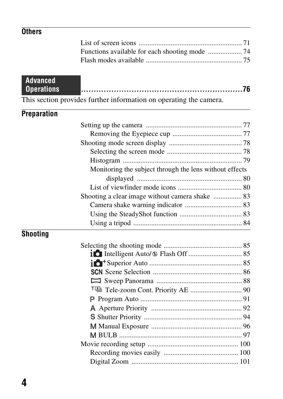 Sony SLT-A58 User Manual | Page 4 / 215