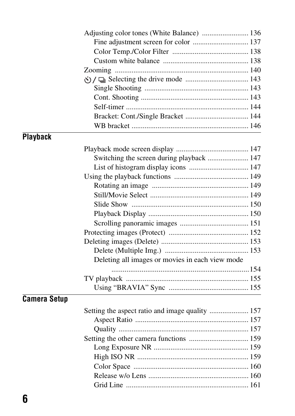 Sony SLT-A58 User Manual | Page 6 / 215