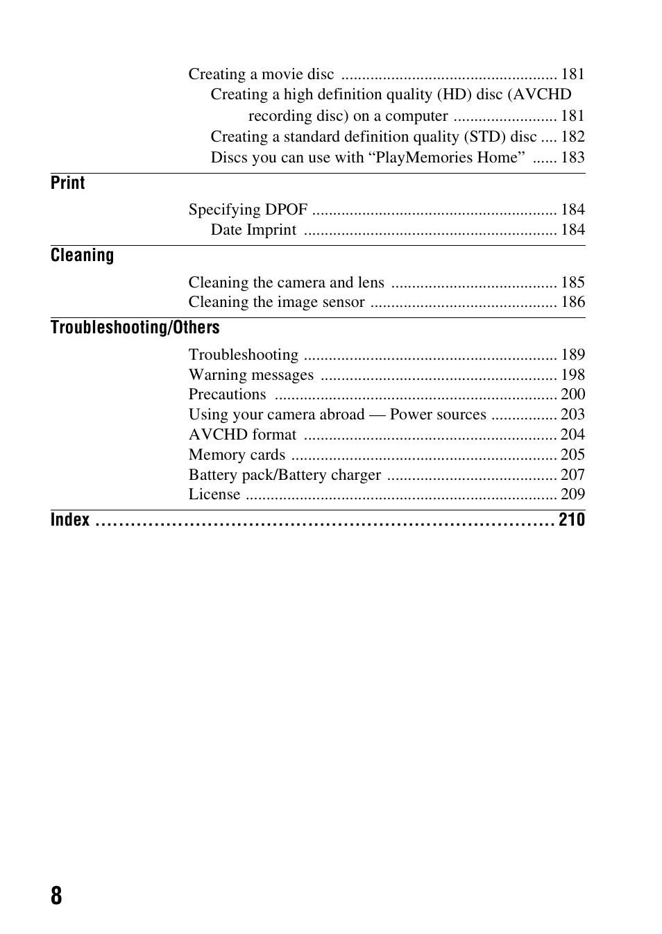 Sony SLT-A58 User Manual | Page 8 / 215