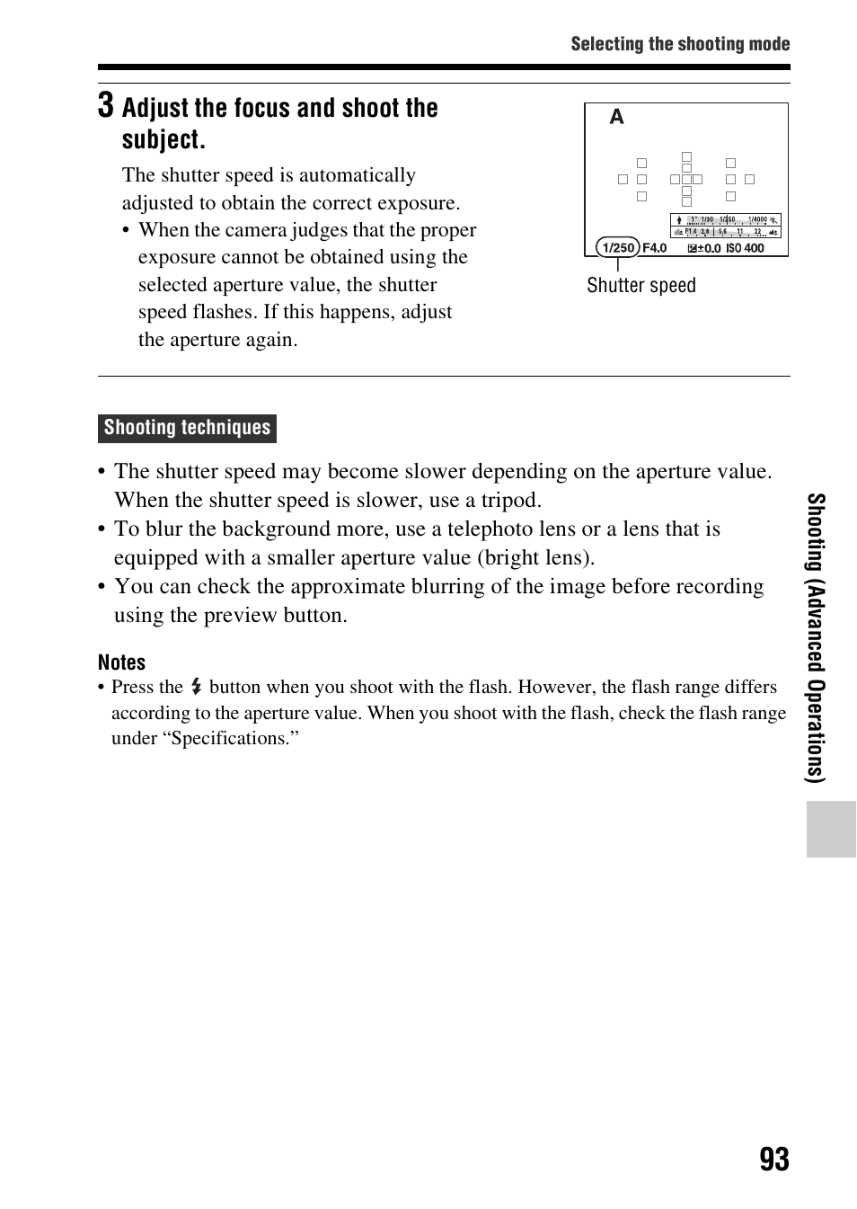 Adjust the focus and shoot the subject | Sony SLT-A58 User Manual | Page 93 / 215