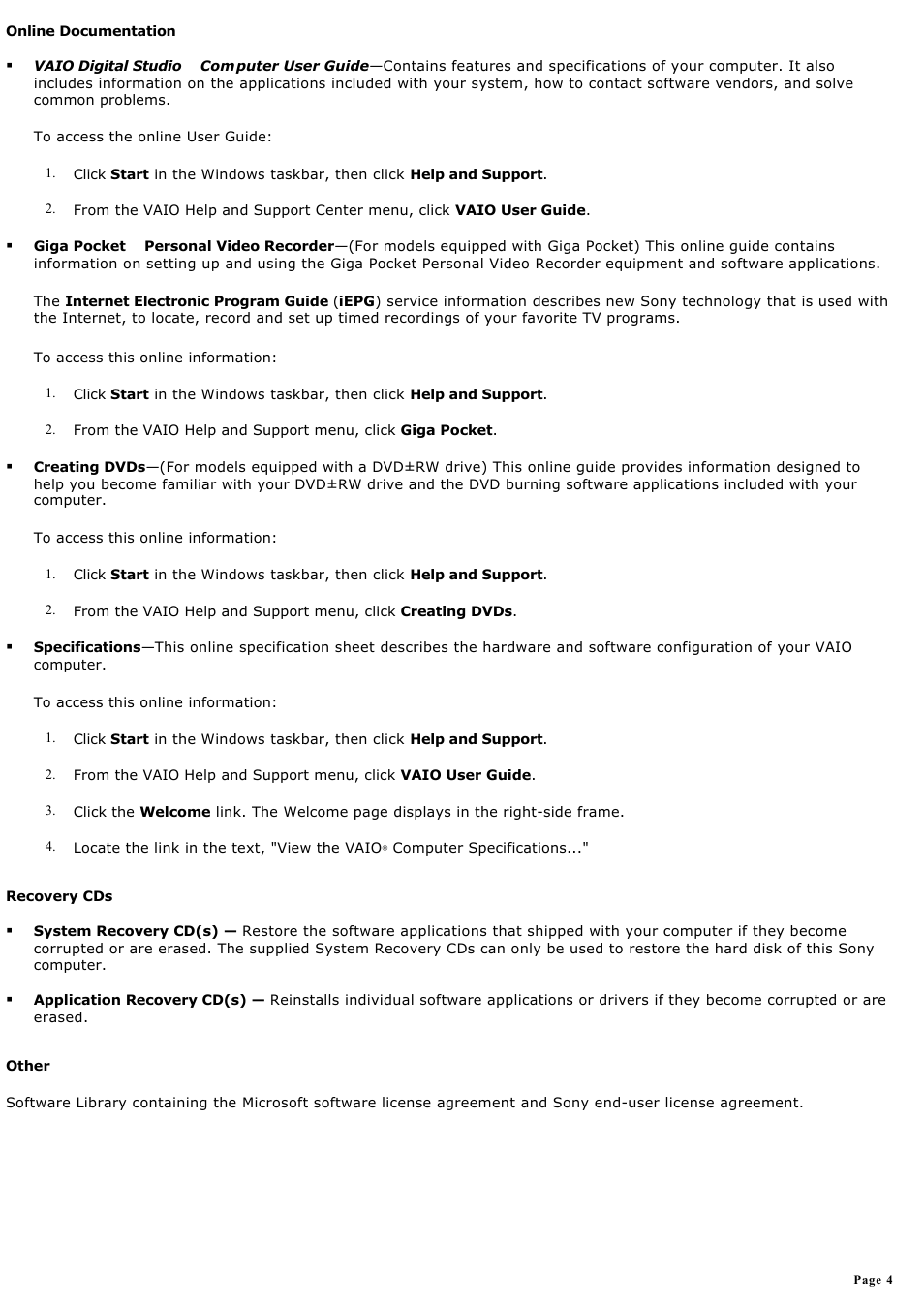 Sony PCV-RZ26G User Manual | Page 4 / 87