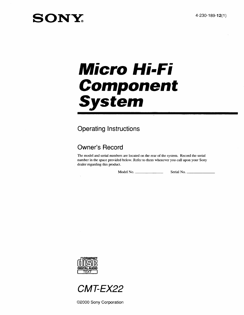 Sony CMT-EX22 User Manual | 28 pages