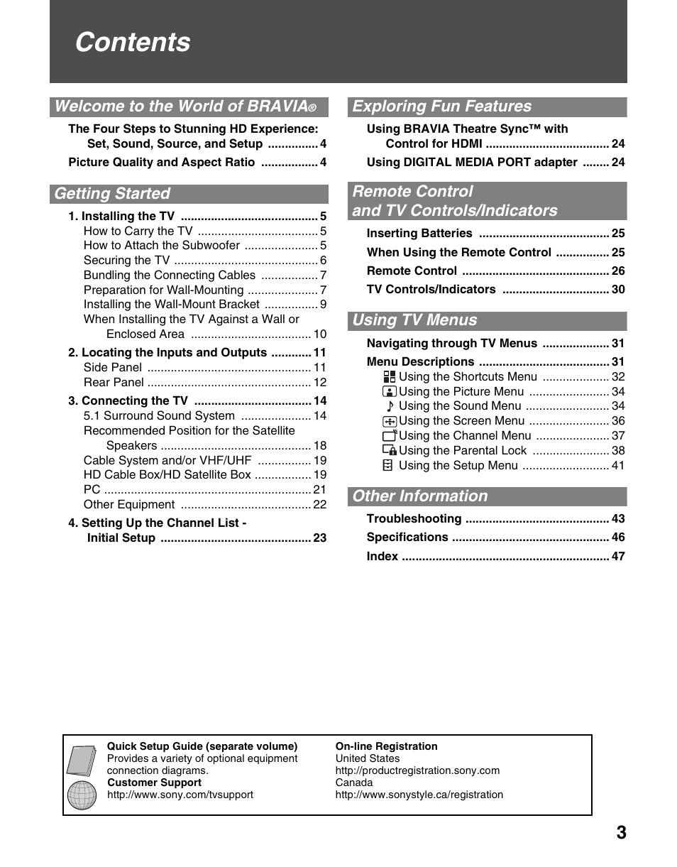 Sony KDL-37N4000 User Manual | Page 3 / 48