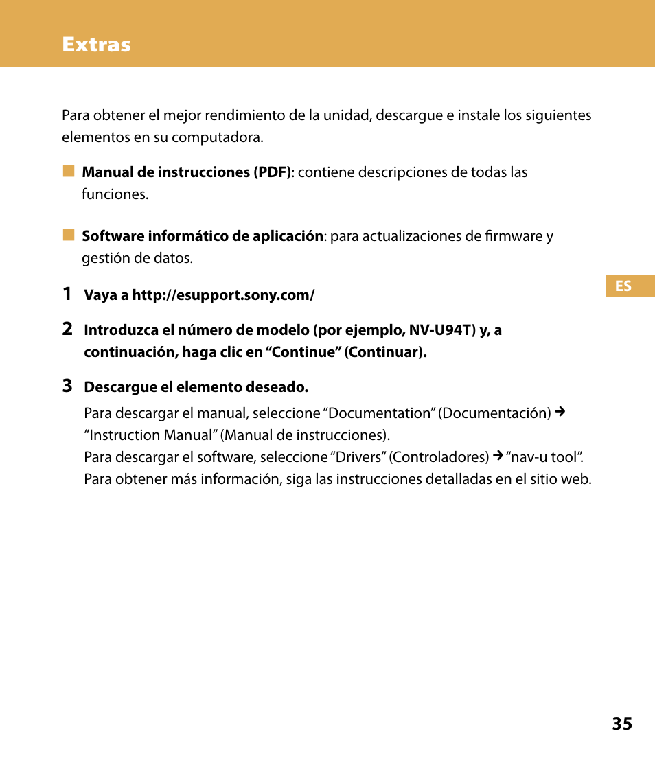 Extras | Sony NV-U84 User Manual | Page 103 / 104
