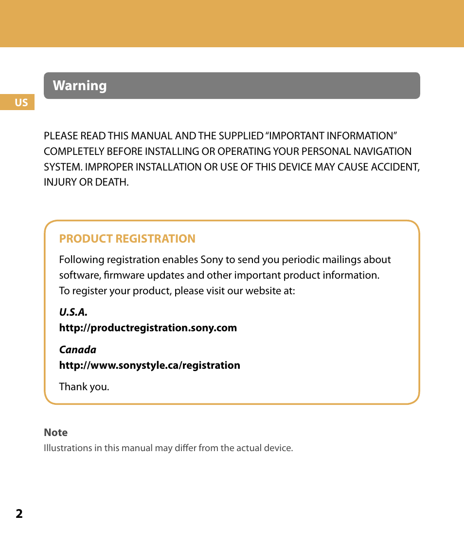 Warning | Sony NV-U84 User Manual | Page 2 / 104