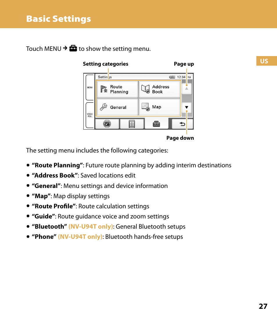 Basic settings | Sony NV-U84 User Manual | Page 27 / 104