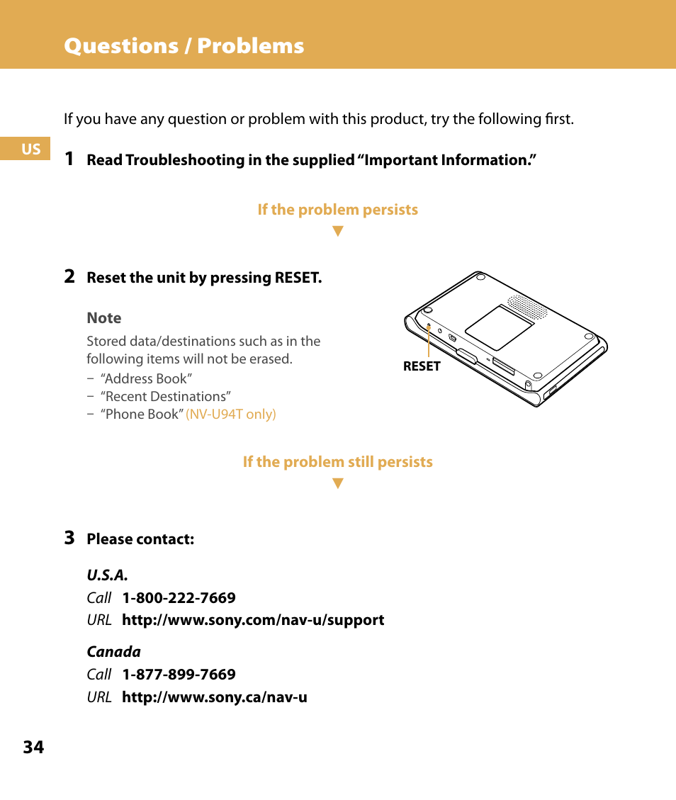 Questions / problems | Sony NV-U84 User Manual | Page 34 / 104