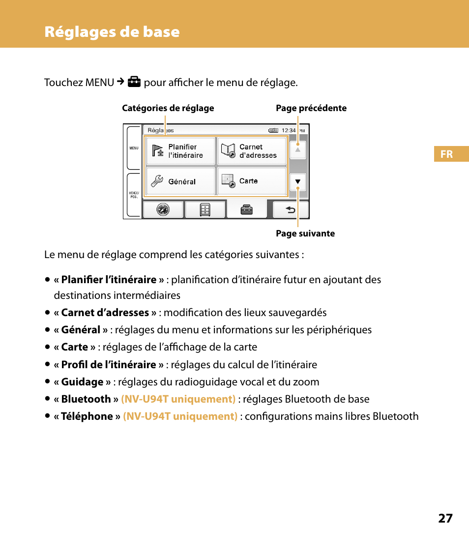 Réglages de base | Sony NV-U84 User Manual | Page 61 / 104