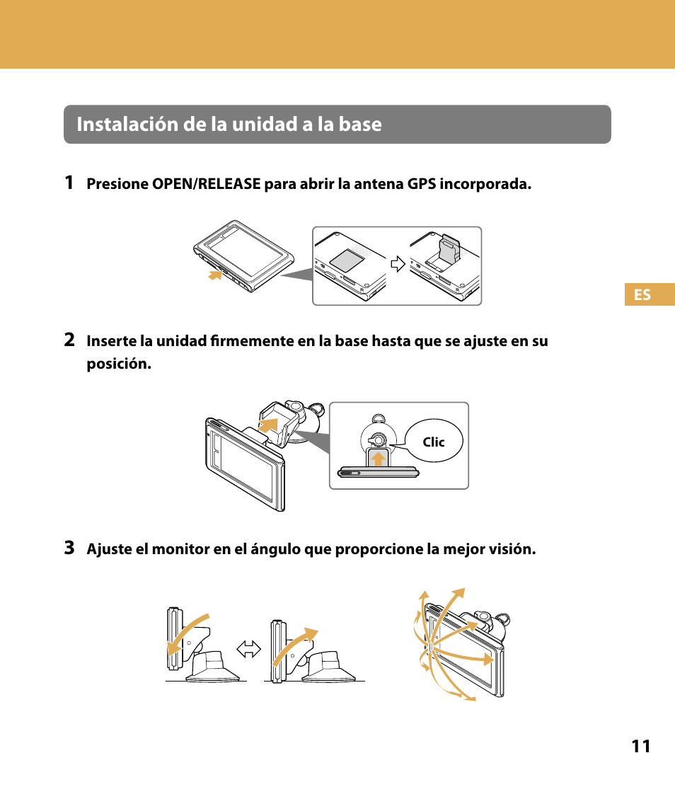Instalación de la unidad a la base 1 | Sony NV-U84 User Manual | Page 79 / 104