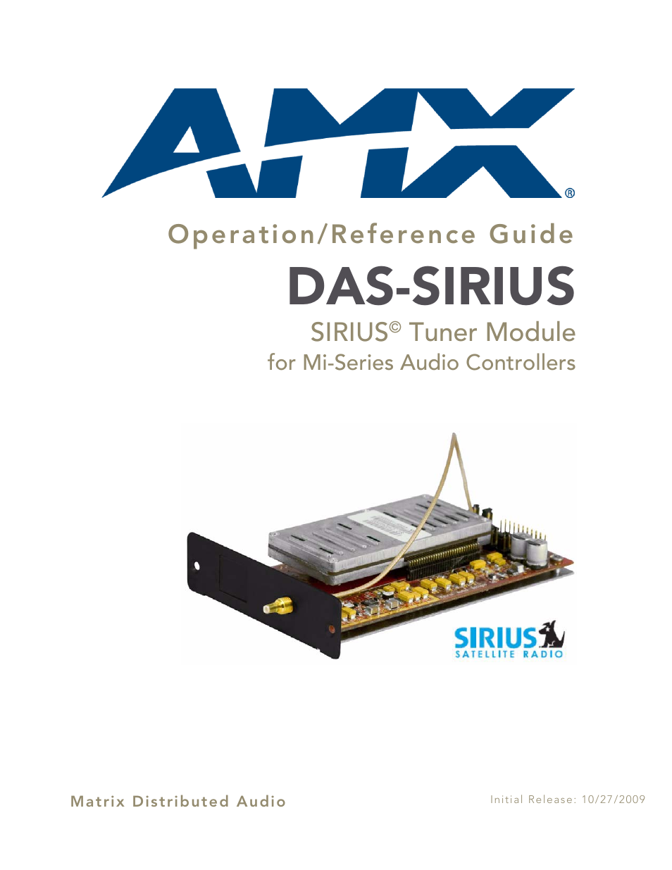 AMX DAS-SIRIUS User Manual | 24 pages