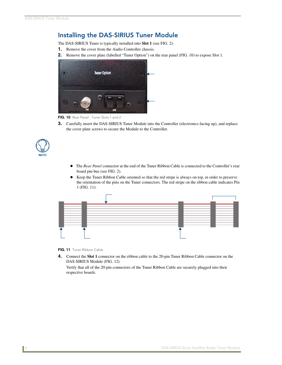 Installing the das-sirius tuner module | AMX DAS-SIRIUS User Manual | Page 10 / 24