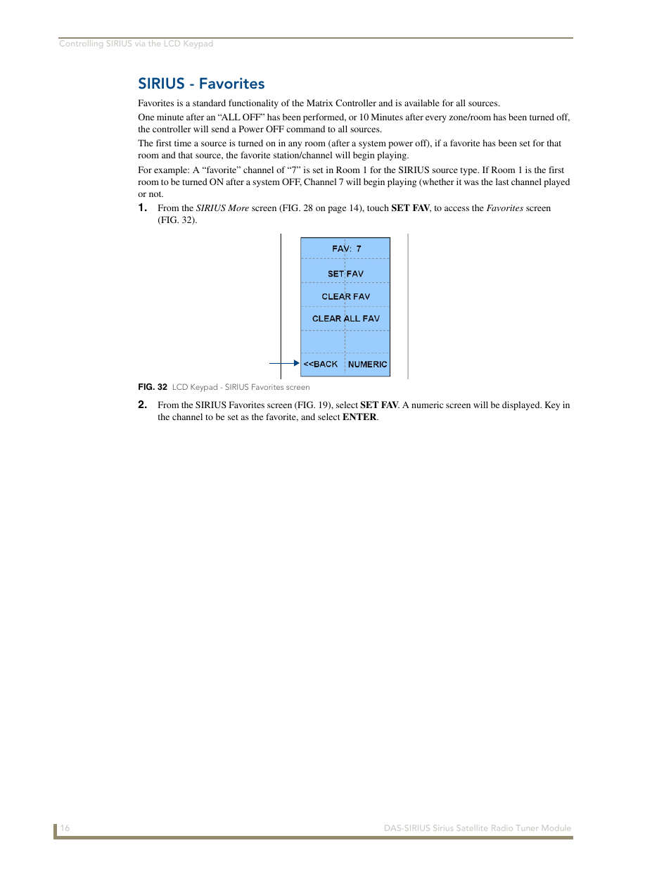 Sirius - favorites | AMX DAS-SIRIUS User Manual | Page 20 / 24