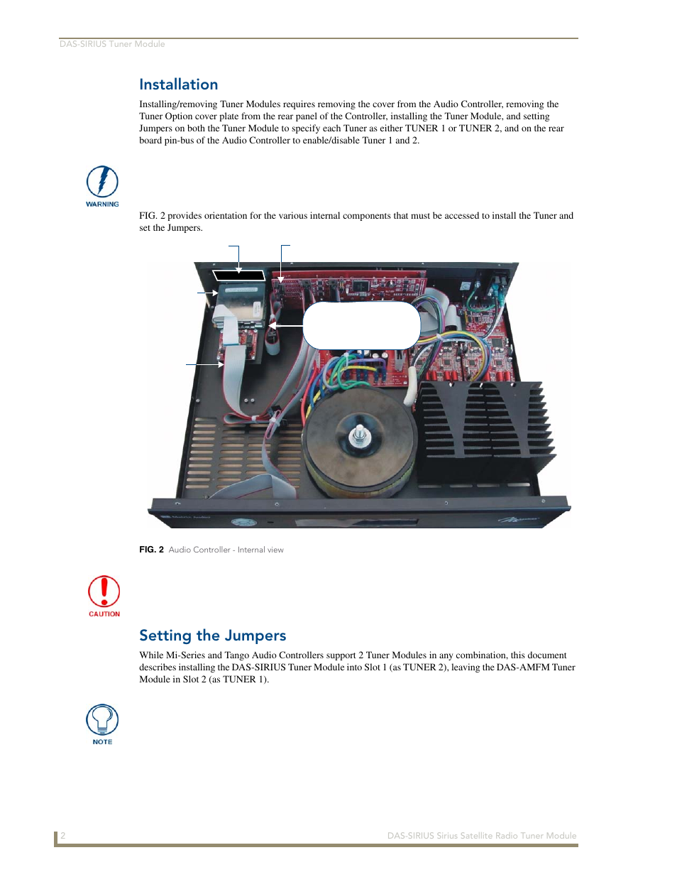 Installation, Setting the jumpers | AMX DAS-SIRIUS User Manual | Page 6 / 24