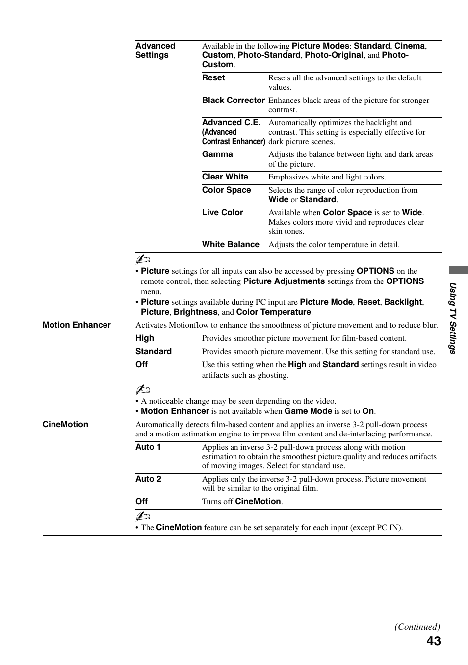 Sony KDL-46Z4100 User Manual | Page 43 / 64