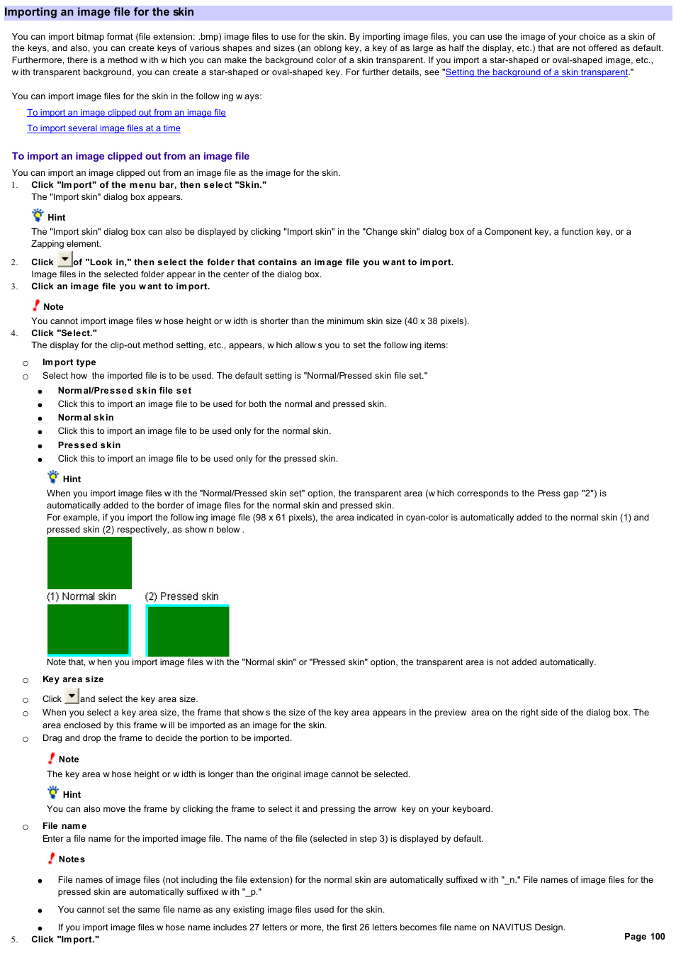 Importing an image file for the skin | Sony RM-NX7000 User Manual | Page 100 / 117
