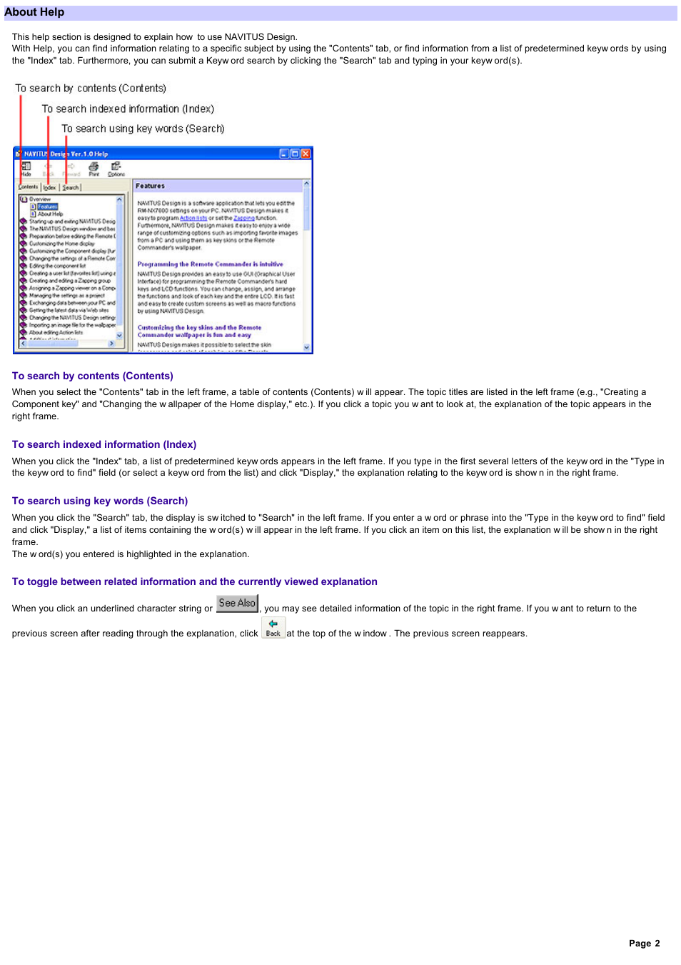 About help | Sony RM-NX7000 User Manual | Page 2 / 117