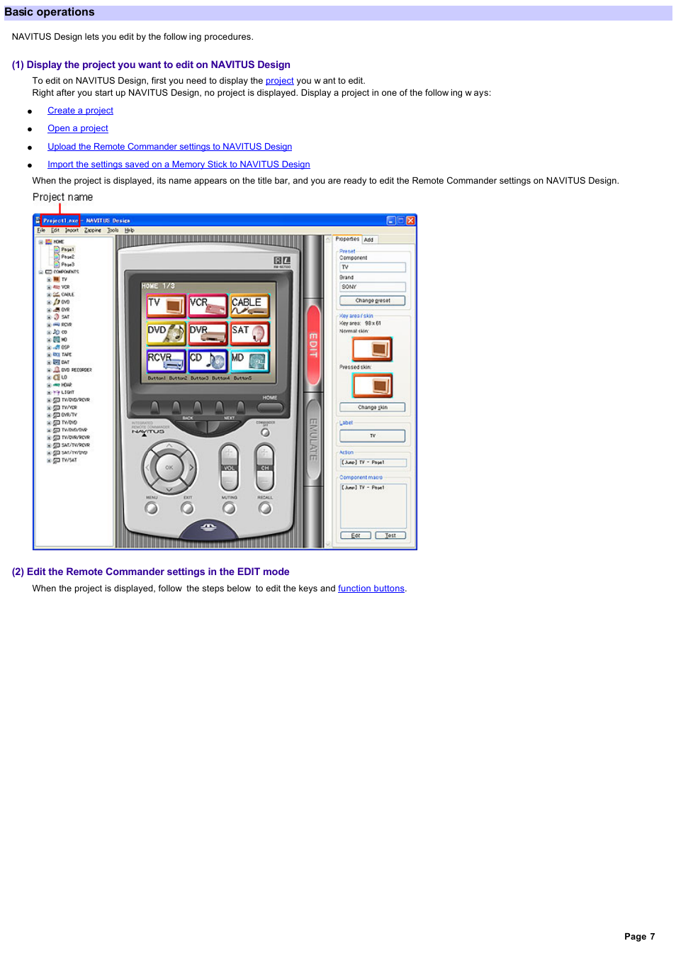 Basic operations | Sony RM-NX7000 User Manual | Page 7 / 117
