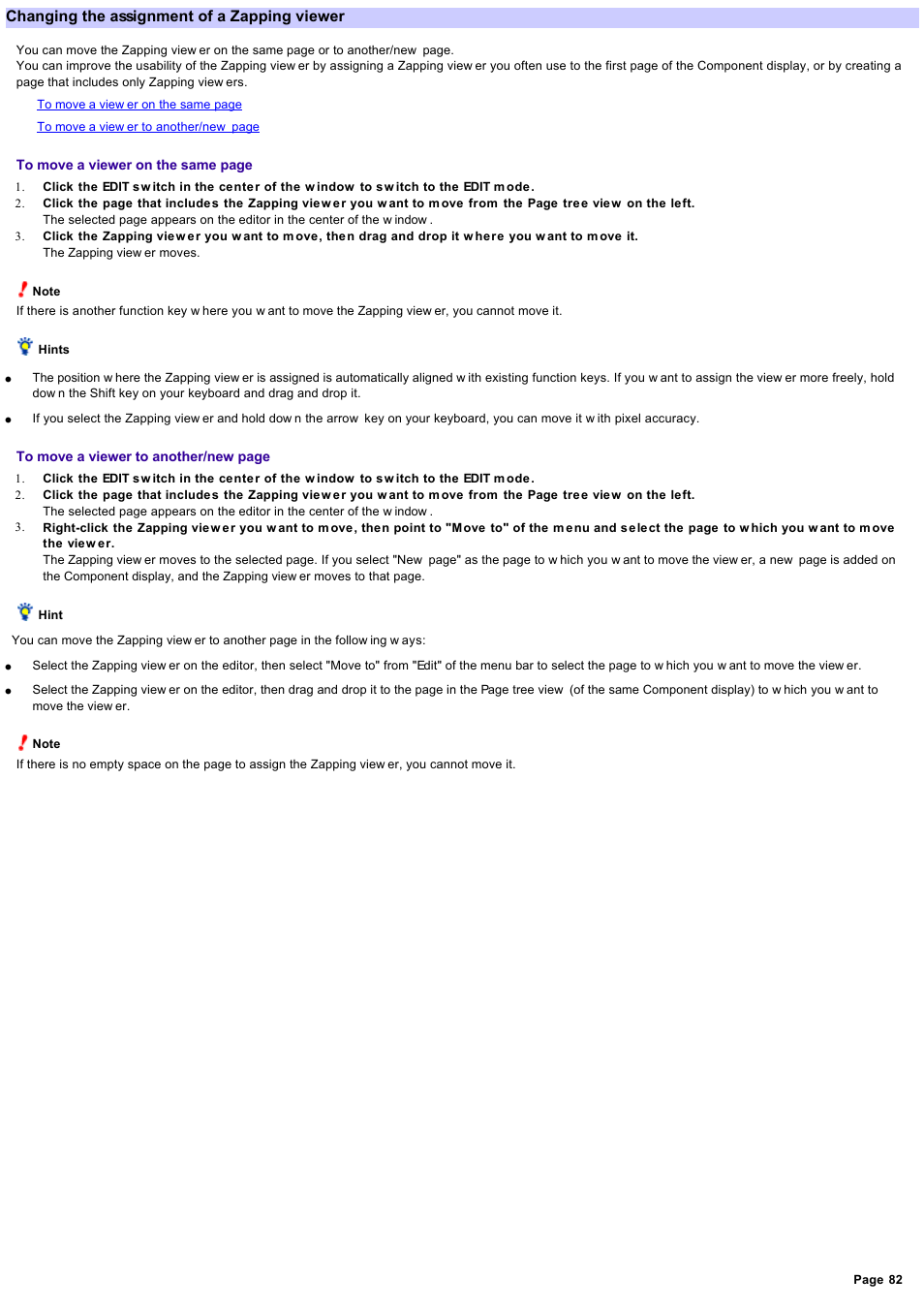 Changing the assignment of a zapping viewer, Changing the assignment | Sony RM-NX7000 User Manual | Page 82 / 117