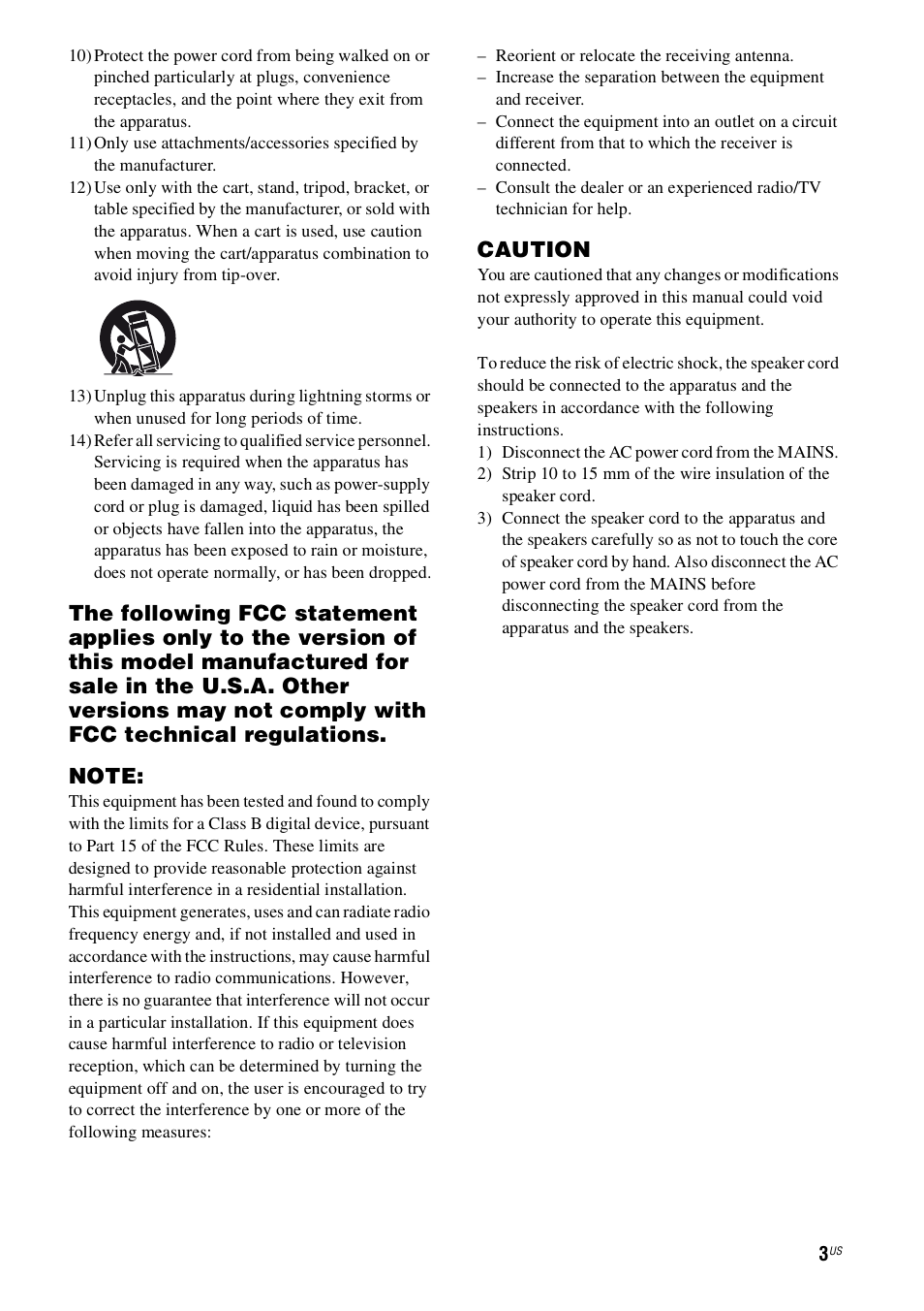 Caution | Sony HT-SS360 User Manual | Page 3 / 60