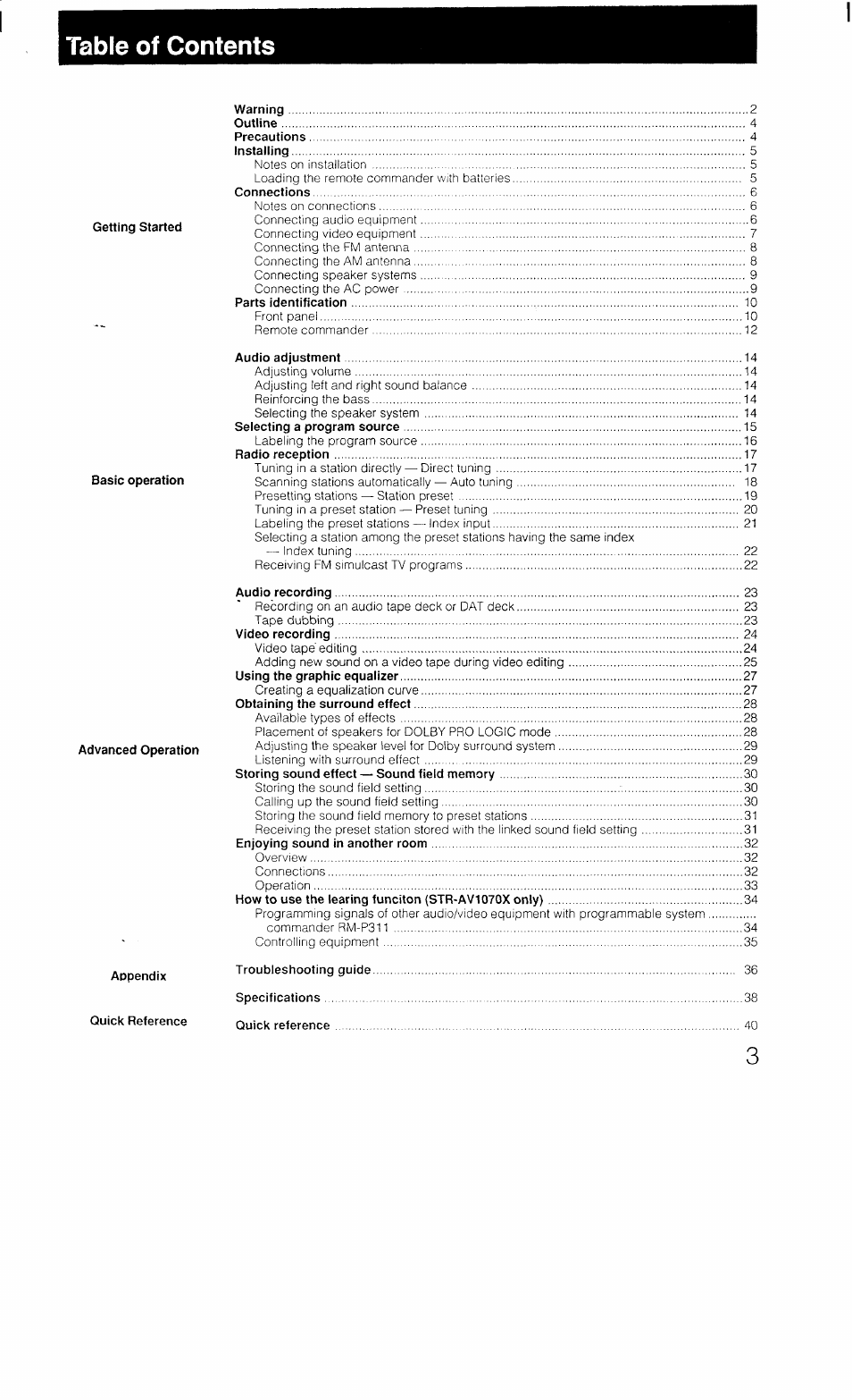 Sony STR-AV1070X User Manual | Page 3 / 43