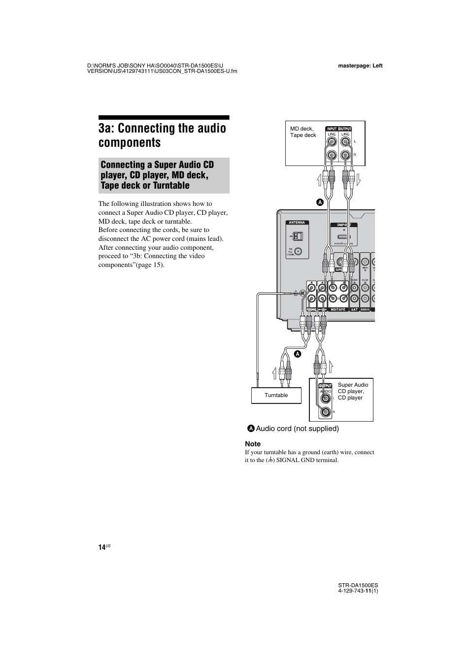 3a: connecting the audio components | Sony STR-DA1500ES User Manual | Page 14 / 60